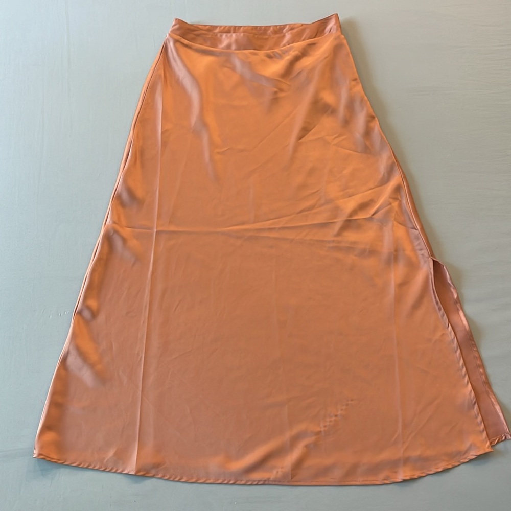 Japna | Small | Pink Satin Slit Skirt